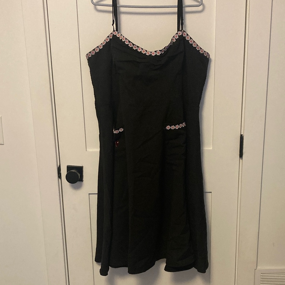 Voodoo Vixen Black Dress with floral and cherry Accents